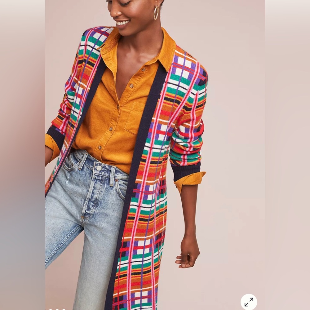 ANTHROPOLOGIE MOTH Williston Plaid Cardigan